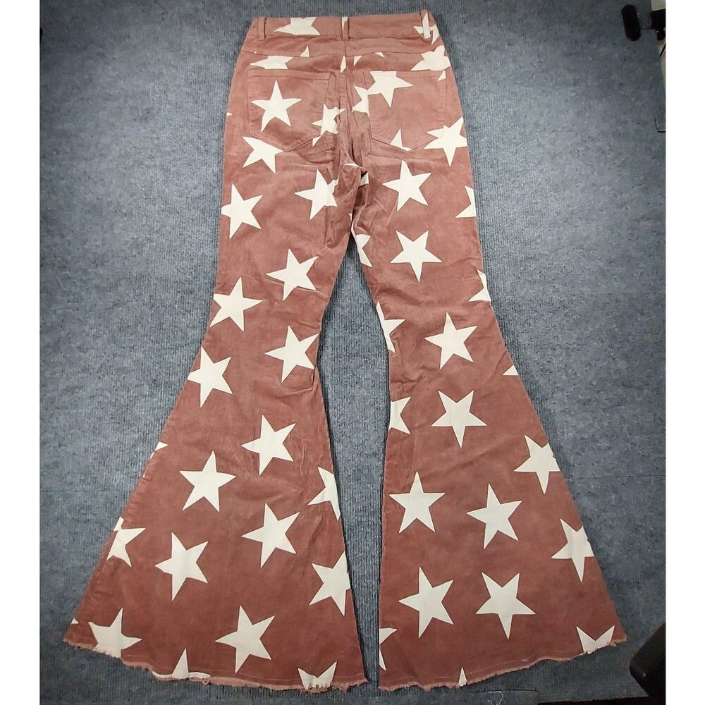 Altar'd State Star Print Corduroy Flare Pants Dusty Rose Mauve Bell Bottoms M - Picture 8 of 9